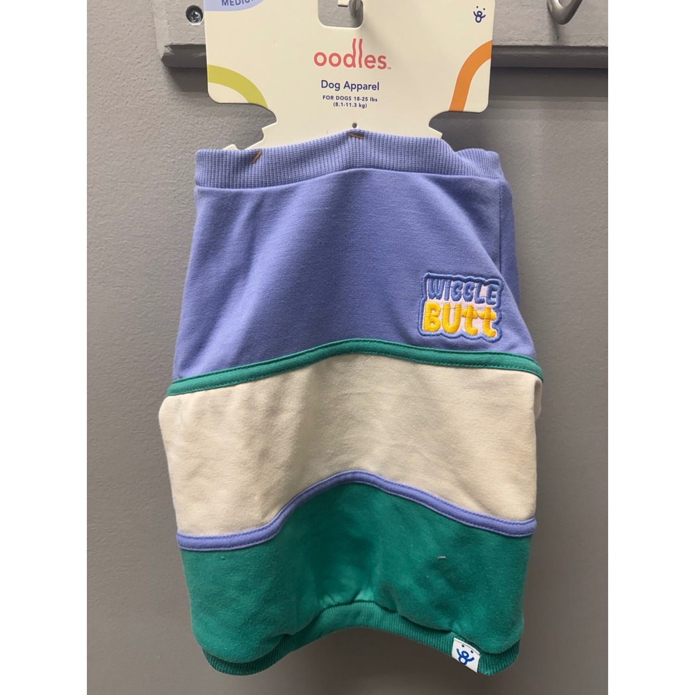 Oodles Wiggle Butt Dog Sweatshirt Purple Colorblock Pet Apparel Medium